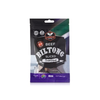 Lekker Beef Biltong Sliced Traditional 80g