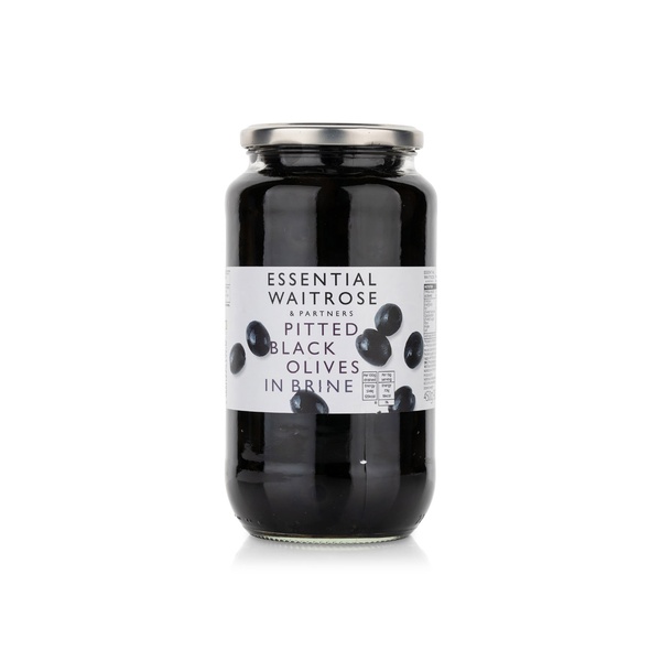 Waitrose Essential Pitted Black Olives 900g