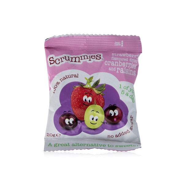 Scrummies Strawberry Flavoured Dried Cranberries and Raisins 5 x 20g