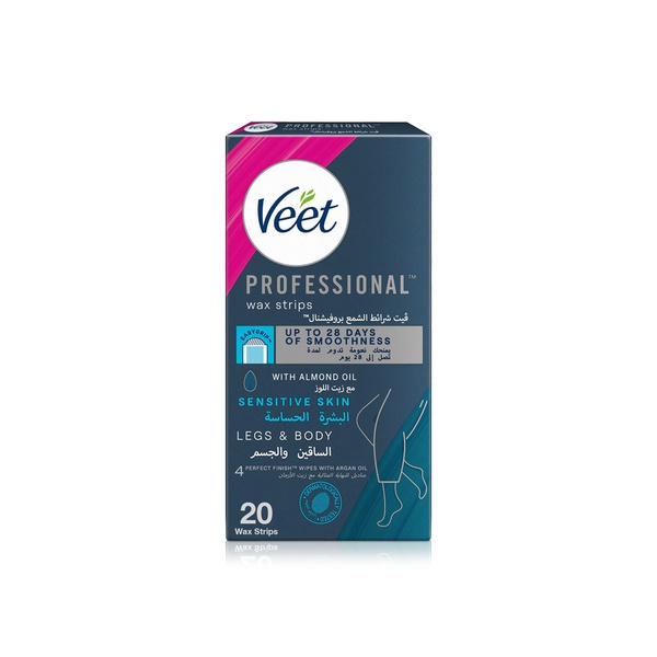 Veet Professional Hair Removal Wax Strips for Sensitive Skin Legs & Body x 20