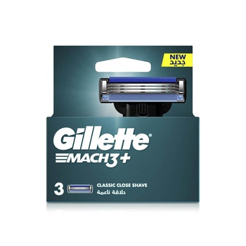Gillette Mach 3+ Classic Close Shave Razor Blade Cartridges x 3