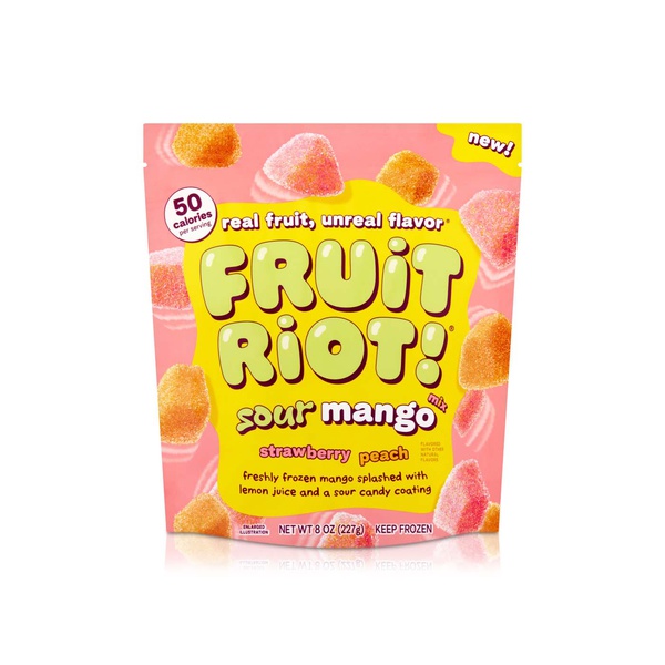 Fruit Riot Frozen Sour Mango Candy Strawberry & Peach Flavour 227g