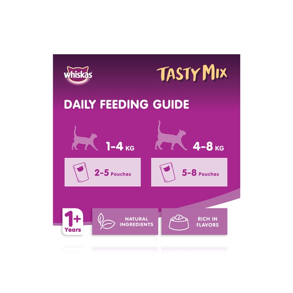 Whiskas Tasty Mix Wet Cat Food for Adults 1 + Years with Tuna & Crab & Carrot 70g x 4s