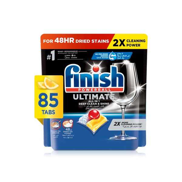 Finish Ultimate Lemon Sparkle Scent 2x More Cleaning Power Dishwasher Tablets x 85