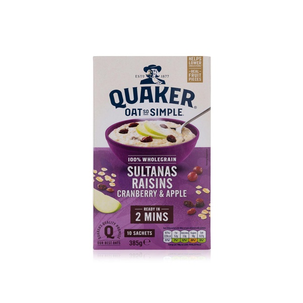 اشتري Quaker oat so simple sultanas, raisins, apples & cranberries 385g في الامارات