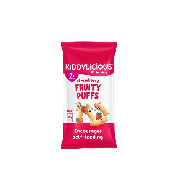 Kiddylicious Strawberry Fruity Puffs 7+ Months 10g x 4