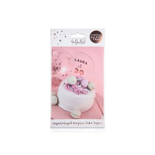 Hootyballoo Personalised Acrylic Cake Topper Sticker Rose Gold