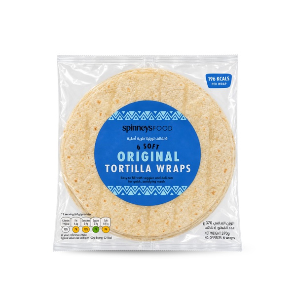 Spinneysfood Soft Original Tortilla Wraps x 6 370g