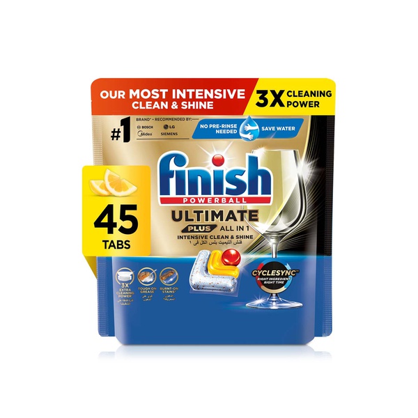 Finish Ultimate Lemon Scent 3x More Cleaning Power Plus Dishwasher Tablets x 45