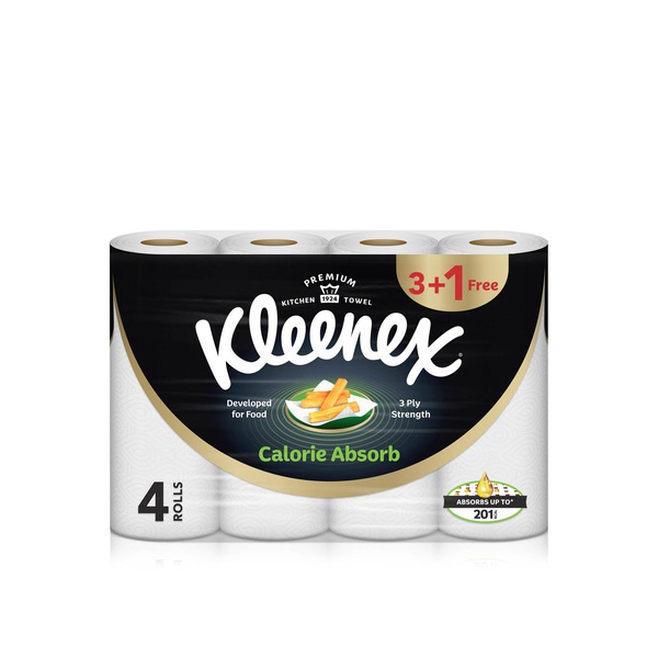 Buy Kleenex calorie absorb kitchen tissue paper towel 50 sheets x 3 ply x 4 rolls in UAE