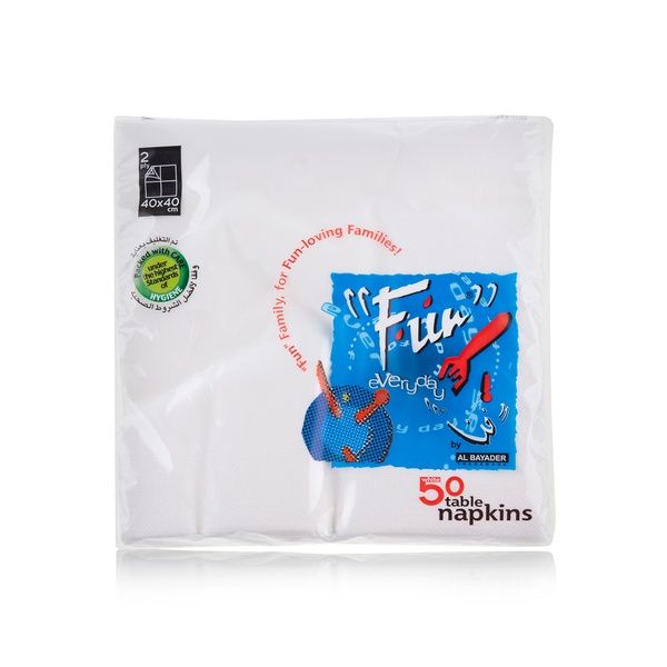 Fun 2-Ply 40cm Napkin White x 50