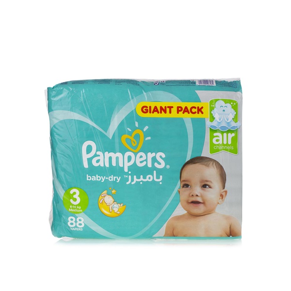 Buy Pampers active baby-dry nappies size 3 x 88 in UAE