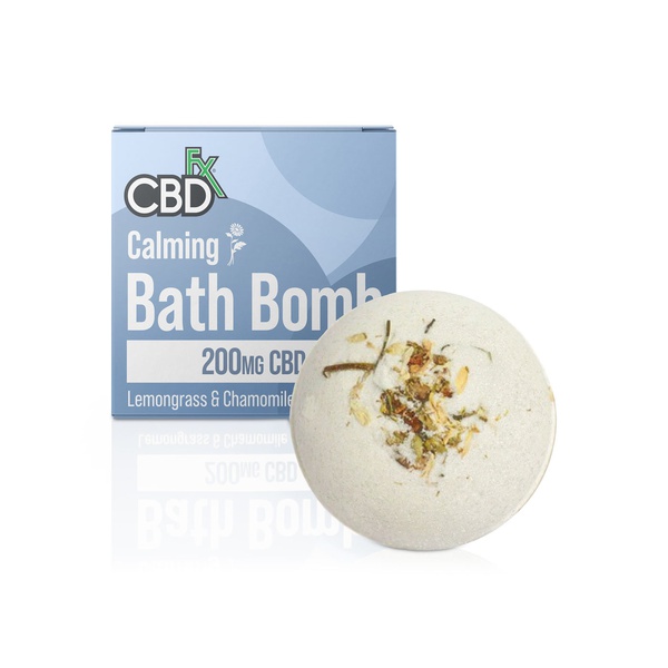 CBDFx 200mg CBD calming bath bomb lemongrass and chamomile 142g