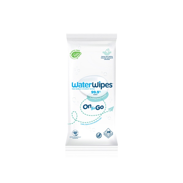 اشتري WaterWipes Plastic Free On the Go Wipes, 99.9% Water, Unscented, Gentle on Skin, 28 wet wipes في الامارات