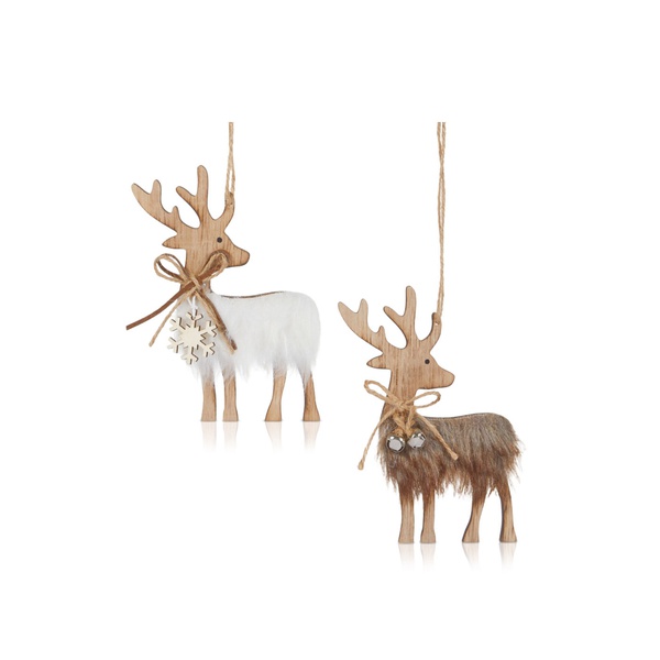 Premier Deer With Fur 14cm Assorted Decoration