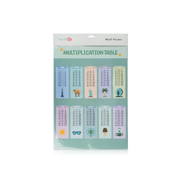 Share The Love Multiplication Table Poster A3