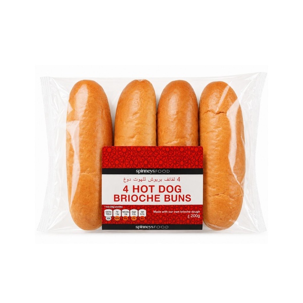 Spinneysfood Brioche Hot Dog Buns x 4