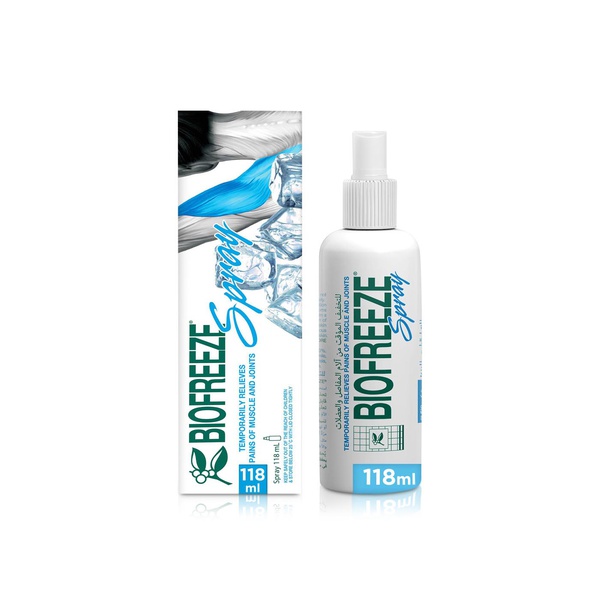 Biofreeze Pain Relief Spray Temporary Relief from Muscle & Joint Pain Soothing Natural Menthol with ILEX 118ml