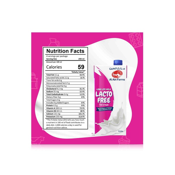 Al Ain Farms Lactose - Free Long Life Full Cream Milk 1 litre