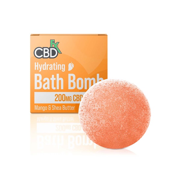 CBDFx 200mg CBD hydrating bath bomb mango and shea butter 142g