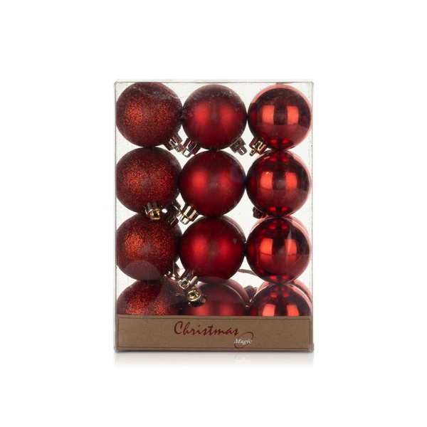 Christmas Magic Shiny Matt Glitter Balls Red 5cm x 24