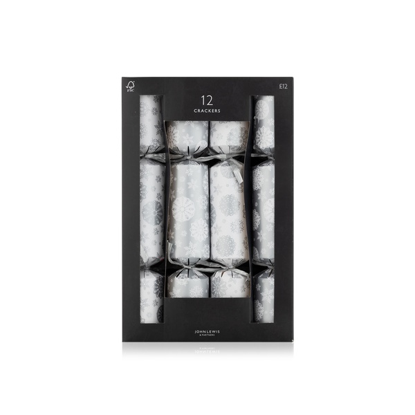 John Lewis Winter Fairytale Snowflake Silver Crackers 12 Pack
