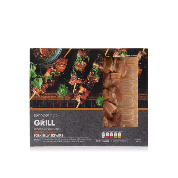 Spinneysfood Sweet Chilli Pork Belly Skewers 450g