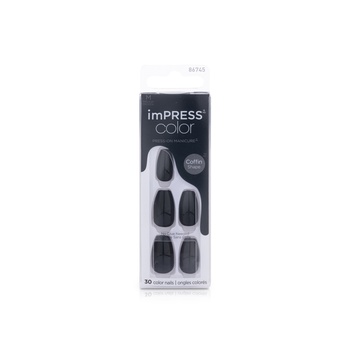 Kiss Impress 30 Medium Coffin Black Press on Manicure Nails