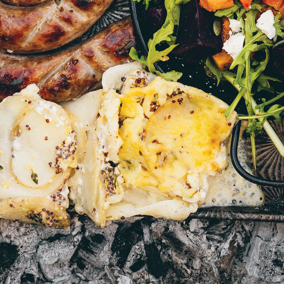 Cheesy wholegrain mustard potato bake