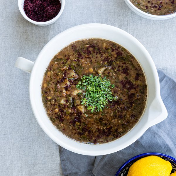 Chef Salam Dakkak&#x27;s addas eb hamoud – lentil and chard soup