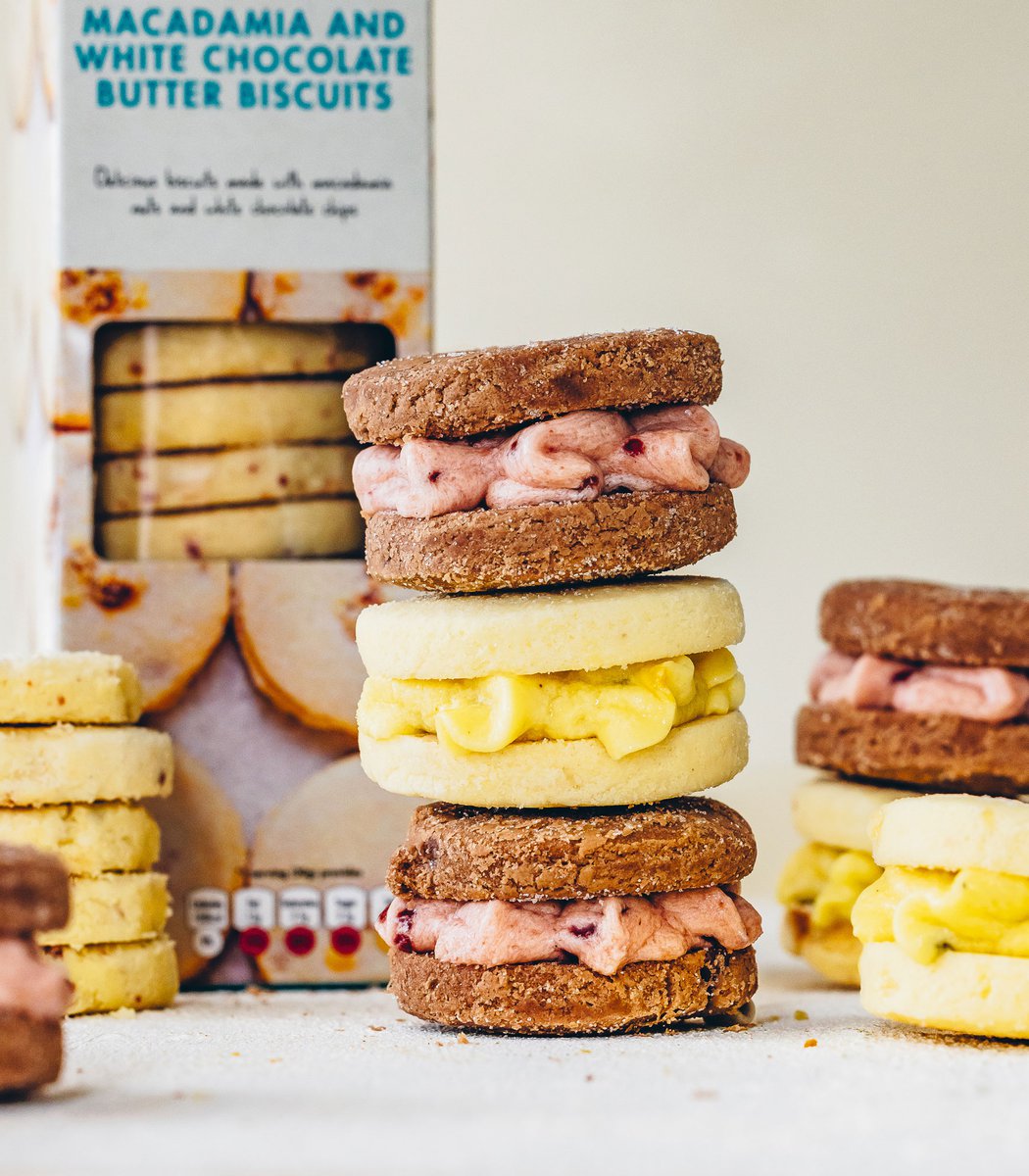 Melting moments with passionfruit and raspberry jam icing