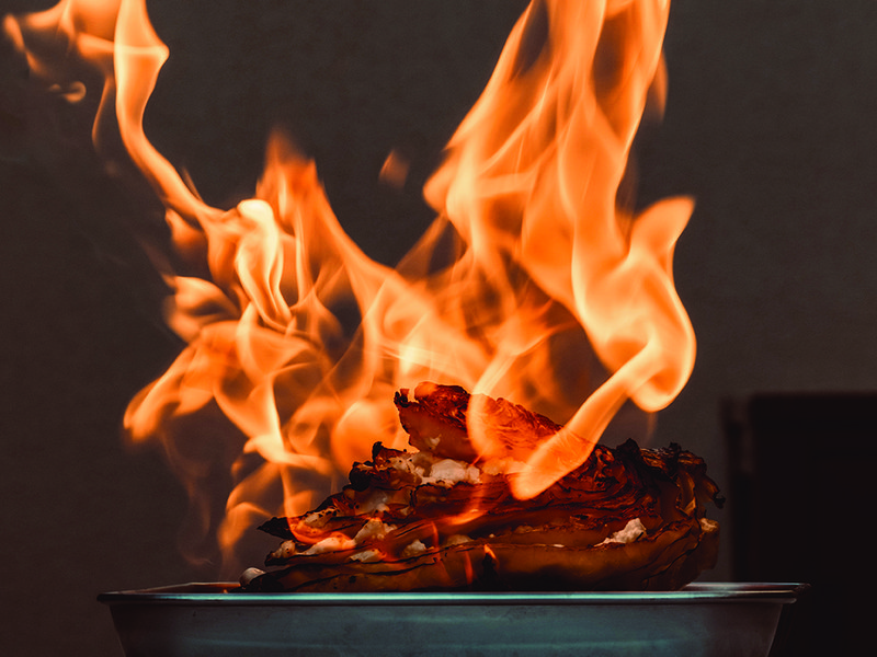 Local ingredients like this cabbage feature heavily on the menu │ Paneer pakora  with cherry salad