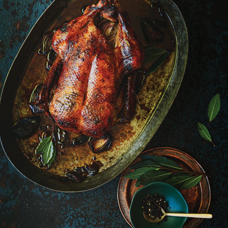 Adobo roasted whole duck