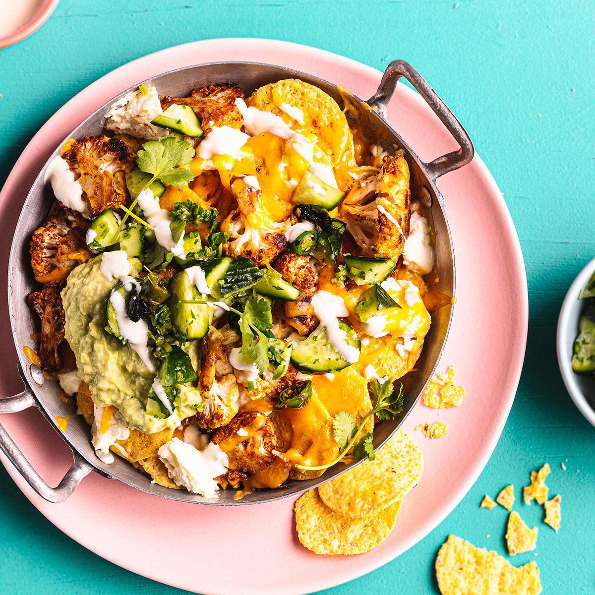 Ancho roasted cauliflower nachos