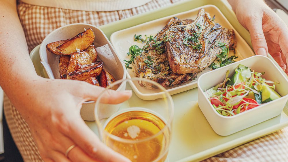 Aussie garlic and herb lamb chops with Vegemite roasted potatoes