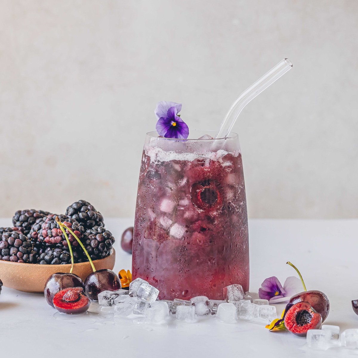 Blackberry, coconut and cherry cooler