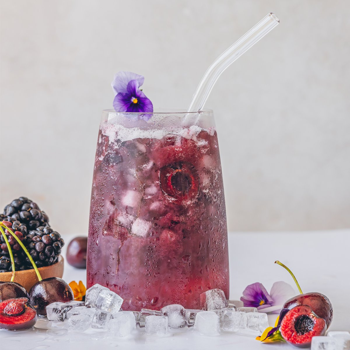 Blackberry, coconut and cherry cooler