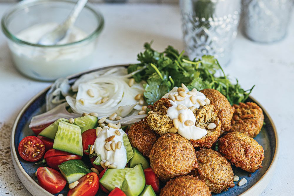 Baba ghanoush falafel with toum yoghurt recipe - Spinneys UAE