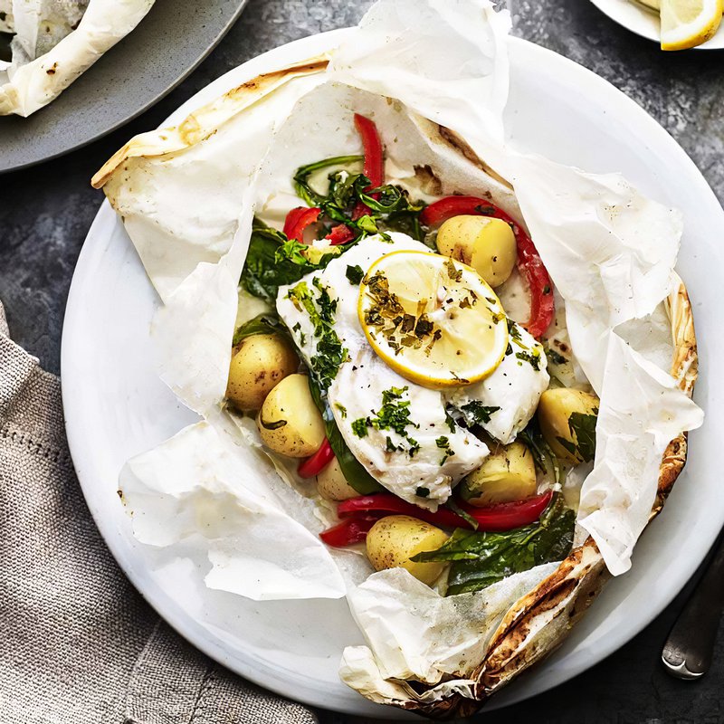 Baked cod with goats cheese