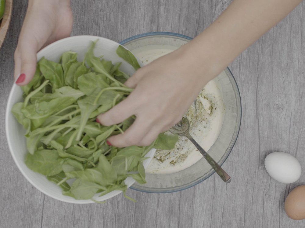 Add the spinach and mix together