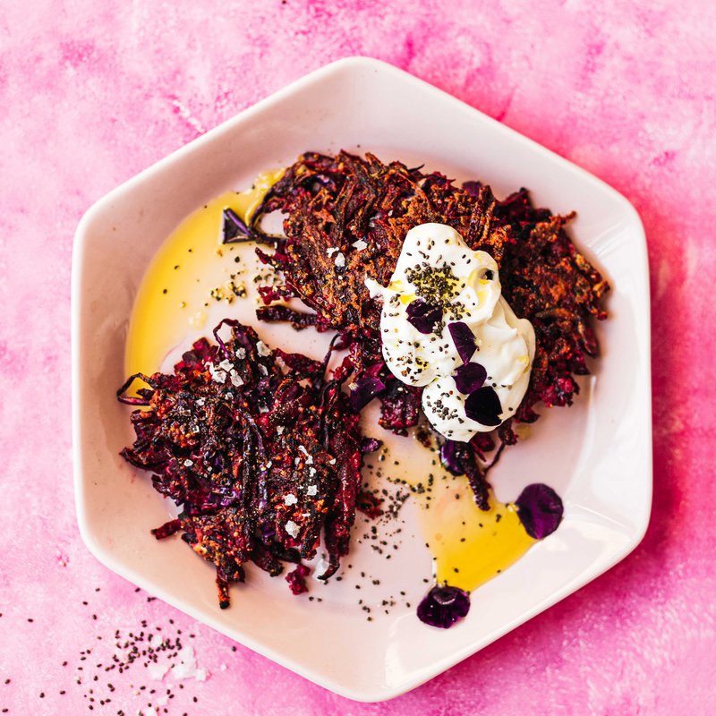 Beetroot and red cabbage fritters