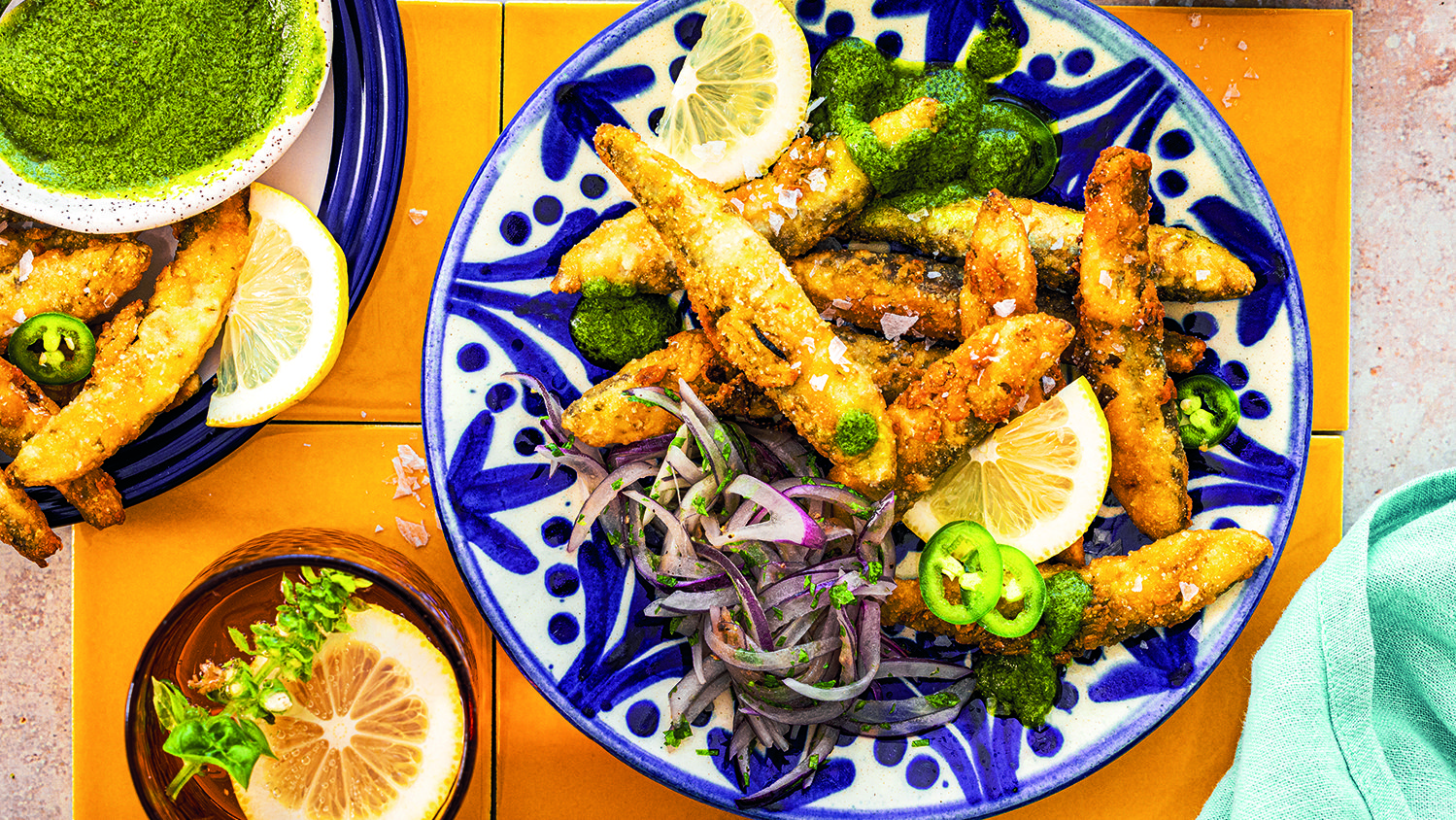 Boquerones fritos with mojo sauce