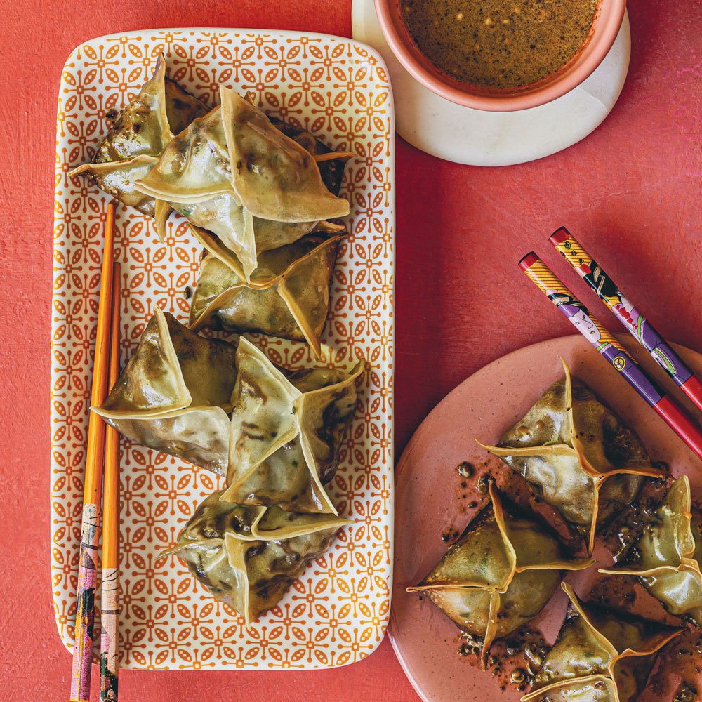 Braised beef and shiitake dumplings with Sichuan chilli oil