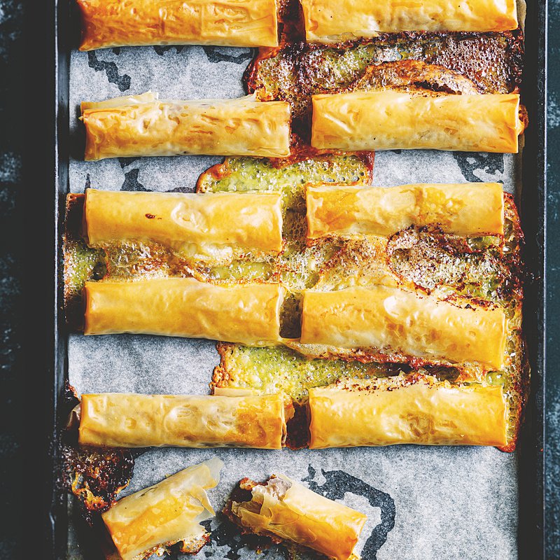 Brie and date baklava cigars
