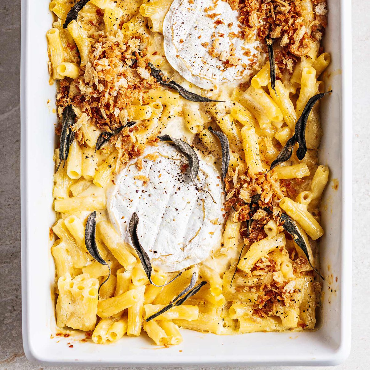 Camembert mac ‘n’ cheese with herby toasted breadcrumbs