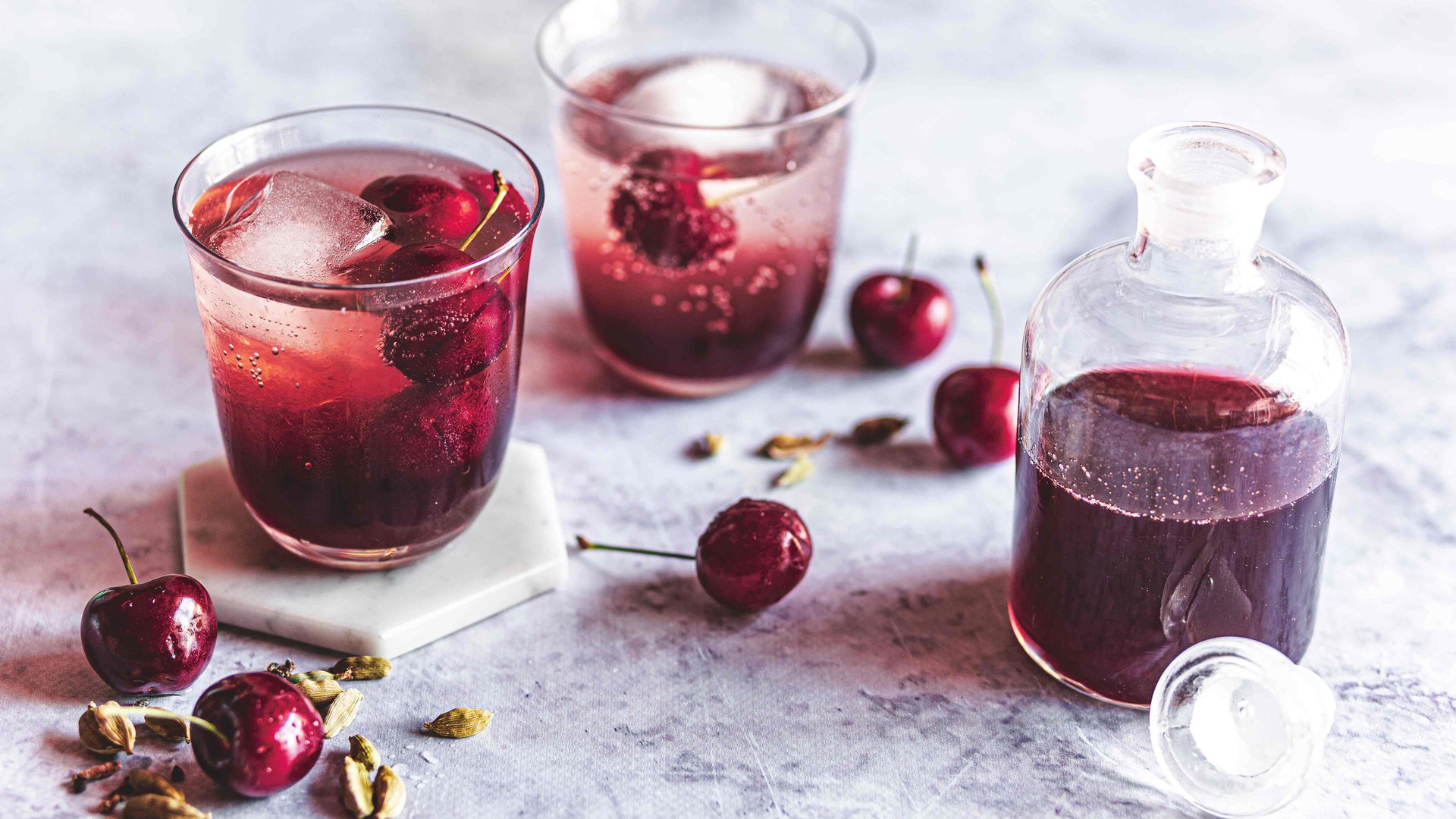 Cardamom and cherry shrub