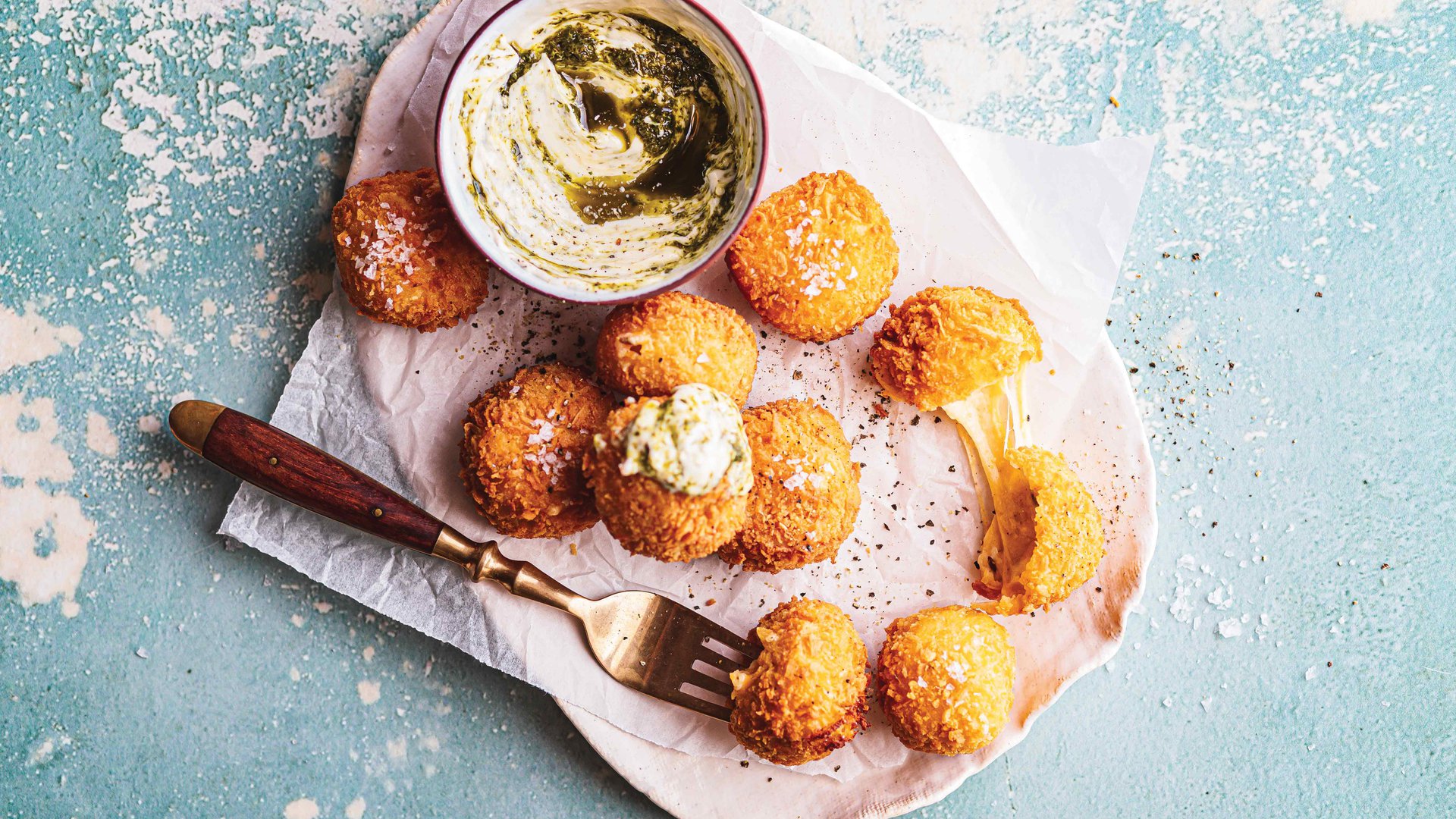 Cheesy cumin camel milk croquettes