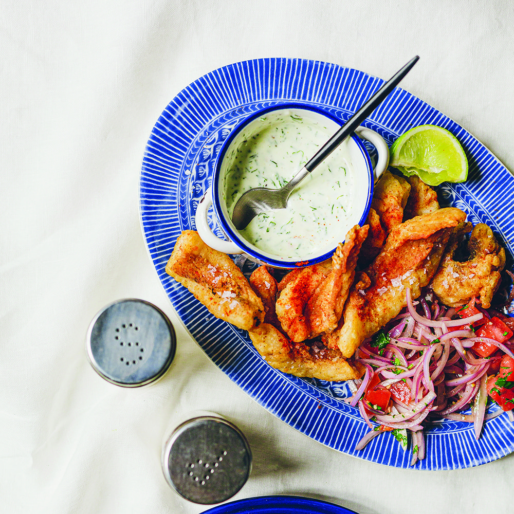 Chicharrón de pescado with salsa criolla