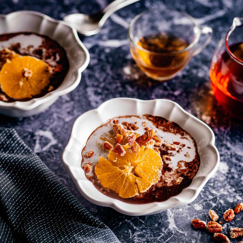 Chocolate and orange coconut porridge