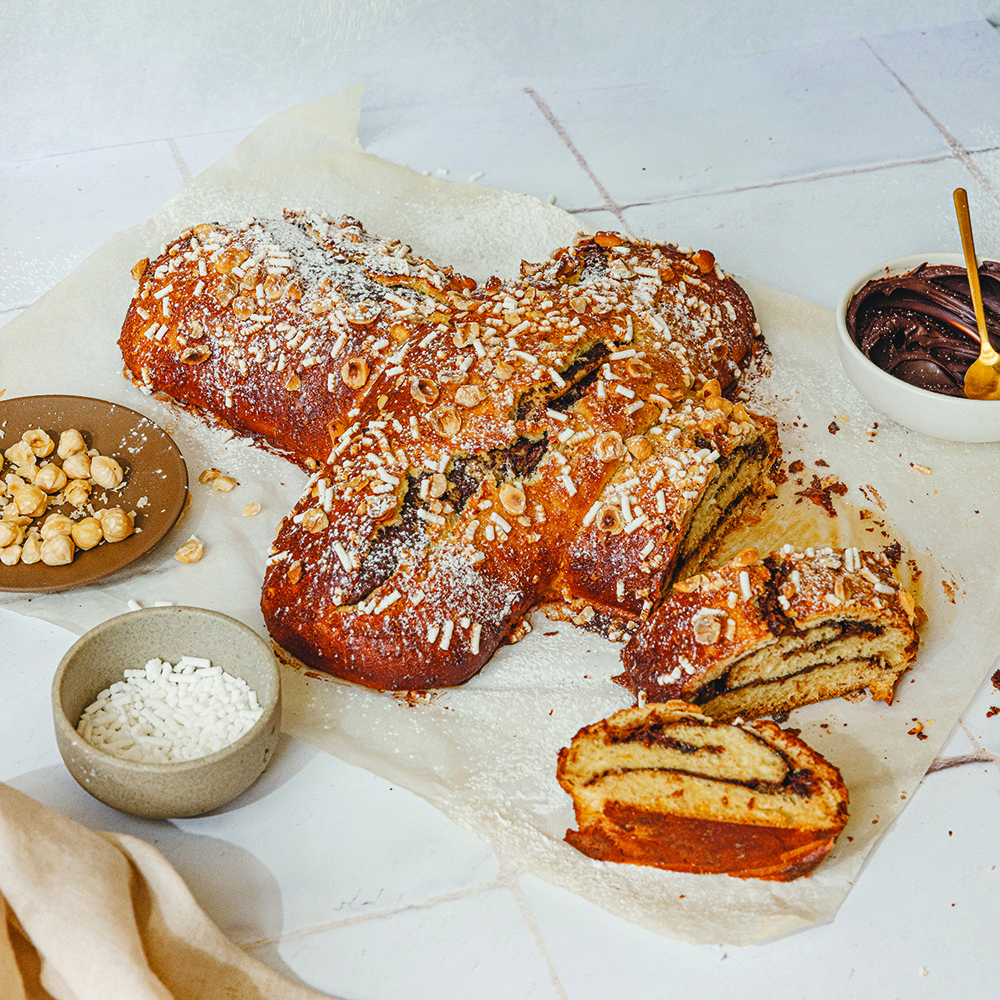 Chocolate hazelnut and candied orange colomba